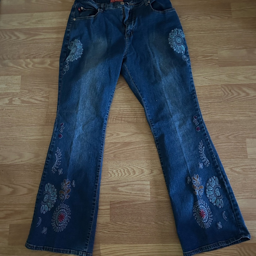 Embroidered Blue Women's Jeans